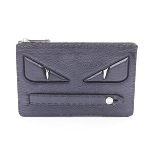 Fendi Bag Bugs Monster Slim Shoulder Clutch Leather Navy Blue